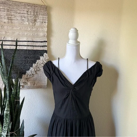 Vince // Off The Shoulder Twist Front Midi Dress